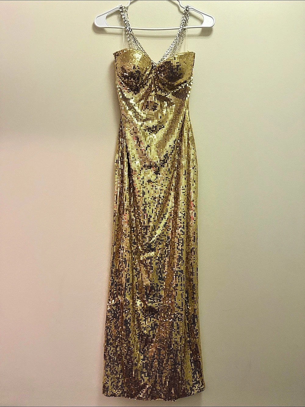 Gold Sequin Maxi Dress Like New